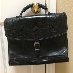 Black leather briefcase